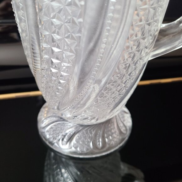 Antique clear glass pitcher EAPG Victorian Mckee Bros Doric swirl pattern. - Picture 4 of 8